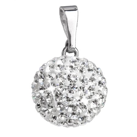 Strieborný prívesok s kryštálmi Swarovski biely okrúhly 34080.1 Krystal