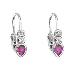 Stříbrné dětské náušnice visací se zirkonem v růžové barvě 11197.3 Fuchsia