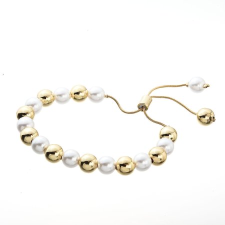 Zlatý bižutérny náramok s perlami 53003.1