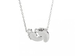 Stříbrný náhrdelník dětské nožičky se Swarovski Elements Krystal