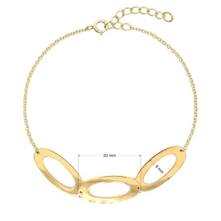 Zlatý 14 karátový náramok s tromi oválkami 93A00009