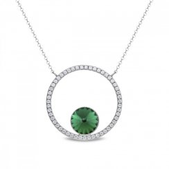 Strieborný náhrdelník zelený so Swarovski Elements Orbita NCD1122SS47EM Emerald