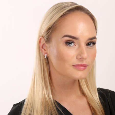 Stříbrné náušnice kruhy s krystaly Swarovski růžové půlkruh 31118.3 Magic rose