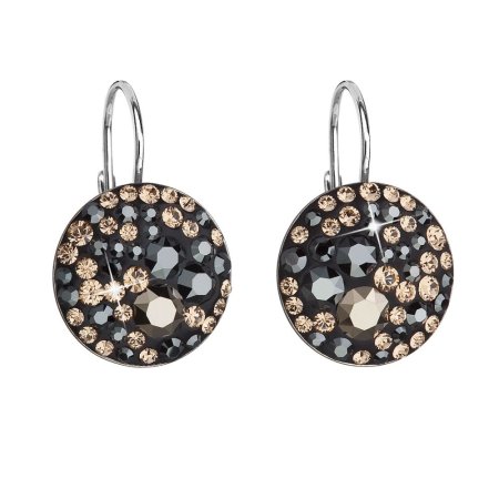 Strieborné náušnice visiace s kryštálmi Swarovski mix farieb guľaté 31176.4 Colorado