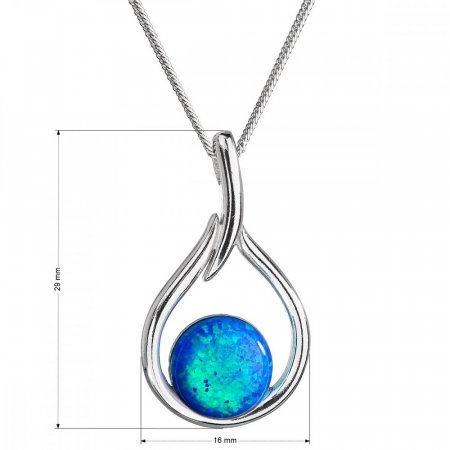Stříbrný náhrdelník se syntetickým opálem modrá kapka 12045.3 Blue s. Opal