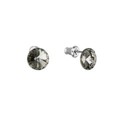 Náušnice bižutérie s krištáľmi Preciosa sivé okrúhle 51037.3 Black diamond