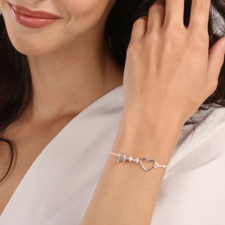 Kabbalah náramek se stříbrnými srdíčky 13053.3 lt.orange