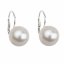 Stříbrné náušnice visací s perlou z křišťálu Preciosa bílé kulaté 31144.1 Bílá 12 mm