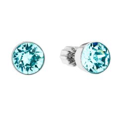 Stříbrné náušnice pecka se Swarovski krystaly modré kulaté 31113.3 Light Turquoise