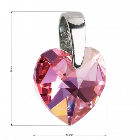 Stříbrný přívěsek s krystaly Swarovski AB efekt růžové srdce 34003.4 Light Rose AB