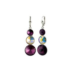 Náušnice fialové Rivoli se Swarovski Elements s třemi kameny Amethyst