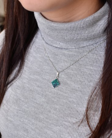 Sada šperkov s kryštálmi Swarovski náušnice, retiazka a prívesok zelený kosoštvorec 39126.3 Magic Green