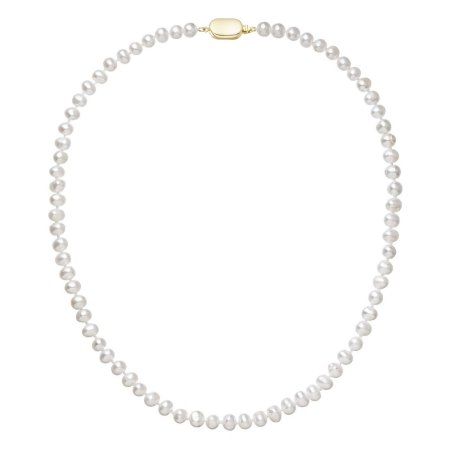Perlový náhrdelník z riečnych perál so zapínaním zo 14 karátového zlata 922001.1/9269A biely
