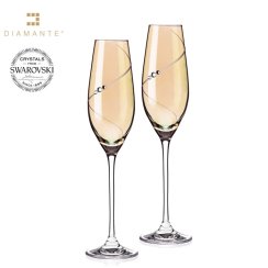 Sklenice flétny na sekt zlaté se Swarovski Elements 210 ml Amber