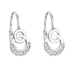Stříbrné náušnice visací se zirkonem v bílé barvě 11180.1