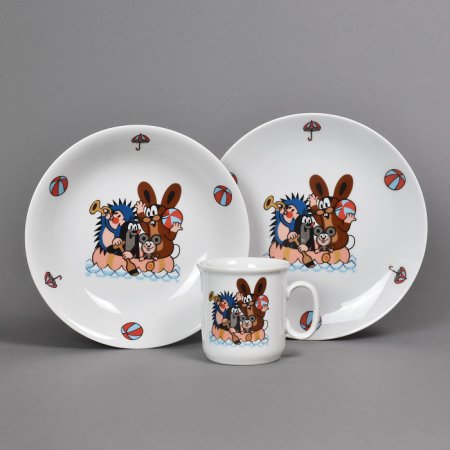 Porcelánová detská jedálenská súprava 3dielna "Krtek na člne"