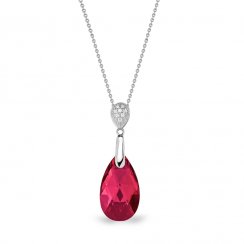 Stříbrný náhrdelník se Swarovski Elements červená kapka Dainty Drop N610616SC Scarlet