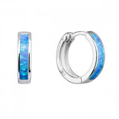 Stříbrné náušnice kruhy se syntetickým opálem modré 11402.3 Blue s. Opal