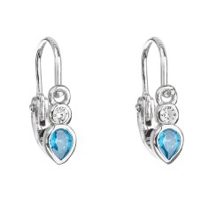Stříbrné dětské náušnice visací se zirkonem v modré barvě 11197.3 Light Blue