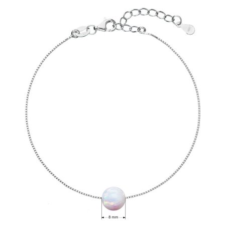 Strieborný náramok so syntetickým opálom biely okrúhly 13019.1 White s. Opal