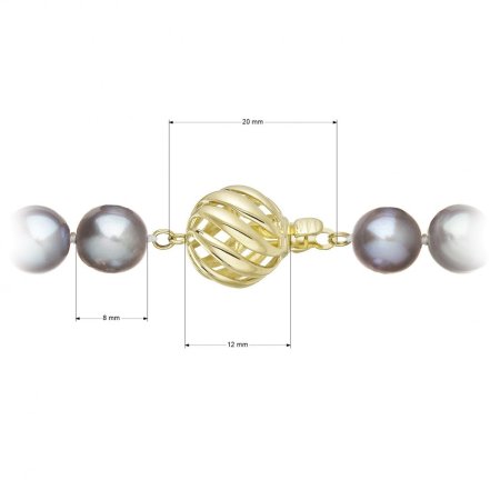 Perlový náhrdelník z říčních perel se zapínáním ze 14 karátového zlata 922028.3/9264A grey