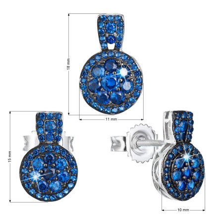 Sada šperků se zirkonem náušnice a přívěsek modré kulaté 19024.3 Blue Zircon