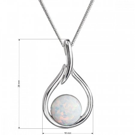 Strieborný náhrdelník so syntetickým opálom biela kvapka 12045.1 White s. Opal