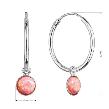 Strieborné náušnice kruhy s oranžovým syntetickým opálom 11401.3 Coral s. Opal