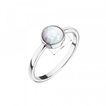 Stříbrný prsten se syntetickým opálem bílý kulatý 15001.1 - Velikost prstenu: 54
