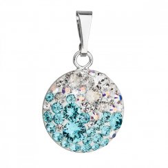 Stříbrný přívěsek s krystaly Swarovski modrý kulatý 34225.3 Light Turquoise