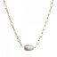 Pozlacený stříbrný náhrdelník s říční oválnou perlou 22049.1