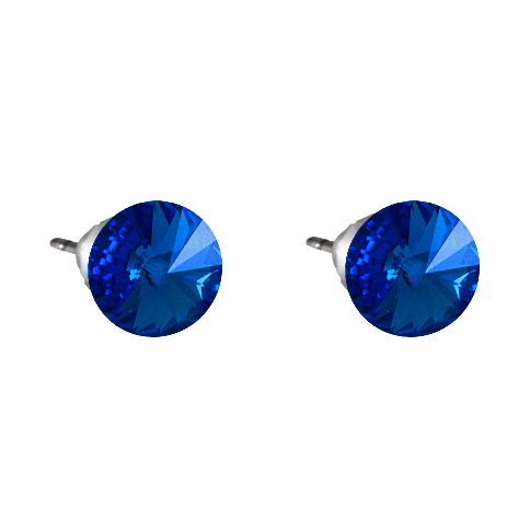 Náušnice tmavě modré Rivoli se Swarovski Elements Sapphire 8 mm