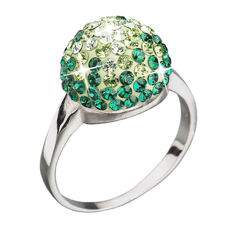 Prsten se Swarovski Elements kulička 35013.3 Emerald 12 mm 54
