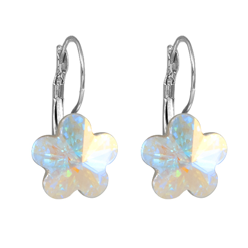 Náušnice Swarovski Elements květinka, visací, duhové