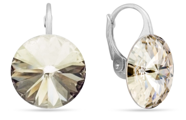 Náušnice šedé Rivoli se Swarovski Elements Sweet Candy KA112214SS Silver Shade 14 mm