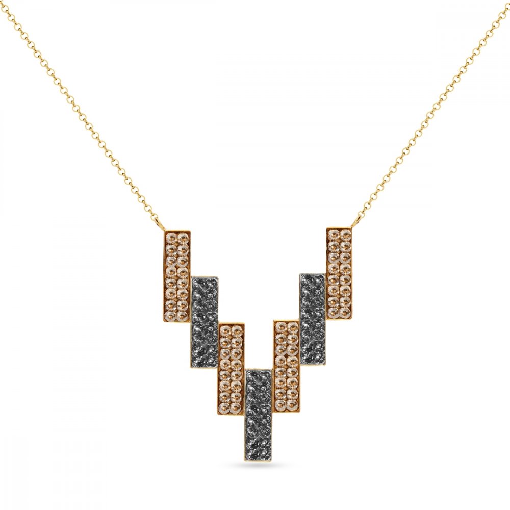 Levně Náhrdelník šedý se Swarovski Elements Moonlight NGFMP7GSSN Silver Night