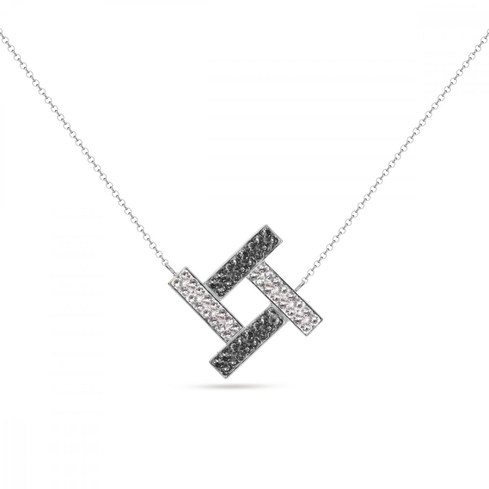 Levně Náhrdelník šedý se Swarovski Elements Sol NFMP4CSN Silver Night