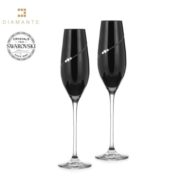 Sklenice flétny na sekt černé se Swarovski Elements Silhouette 210 ml Black