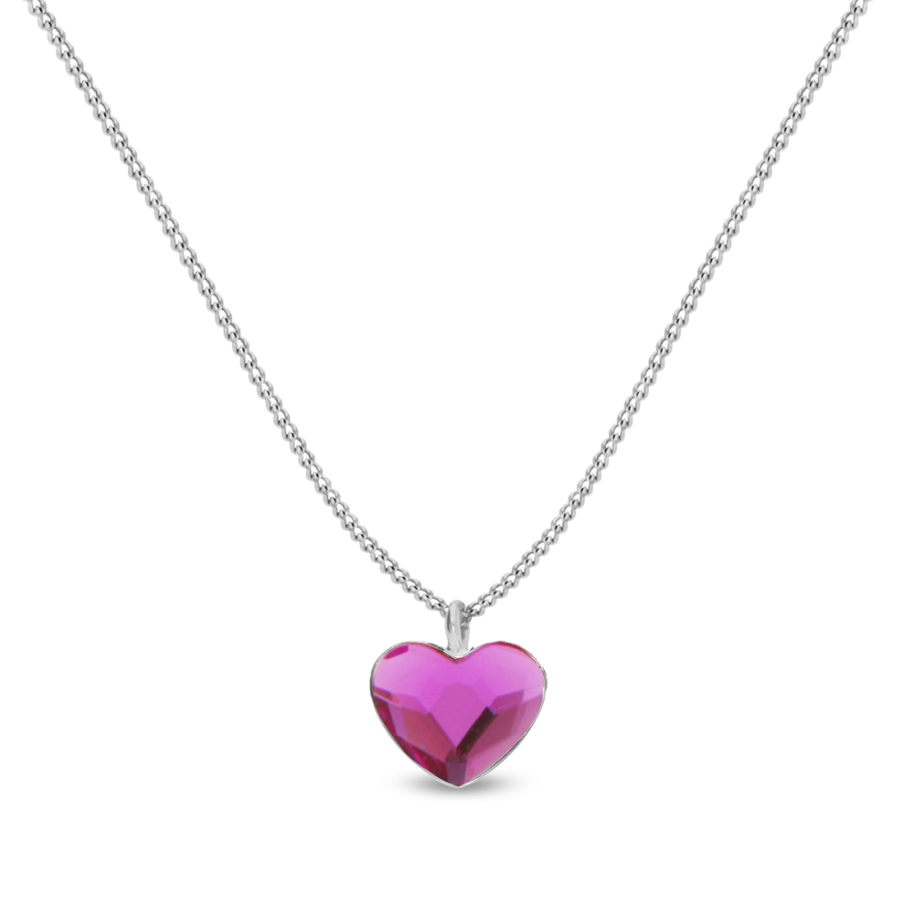 Levně Náhrdelník růžový se Swarovski Elements Heart N28086F Fuchsia L