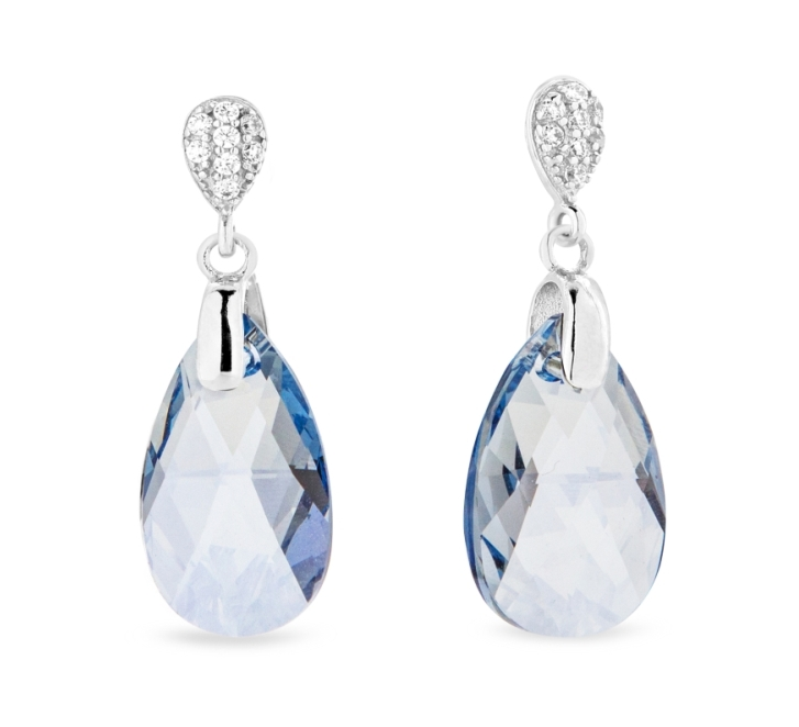 Stříbrné náušnice s krystaly Swarovski Elements modrá kapka Dainty Drop KW610616BLS Blue Shade