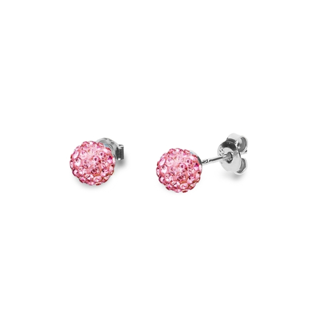 Náušnice růžové se Swarovski Elements kulička Rose 6 mm