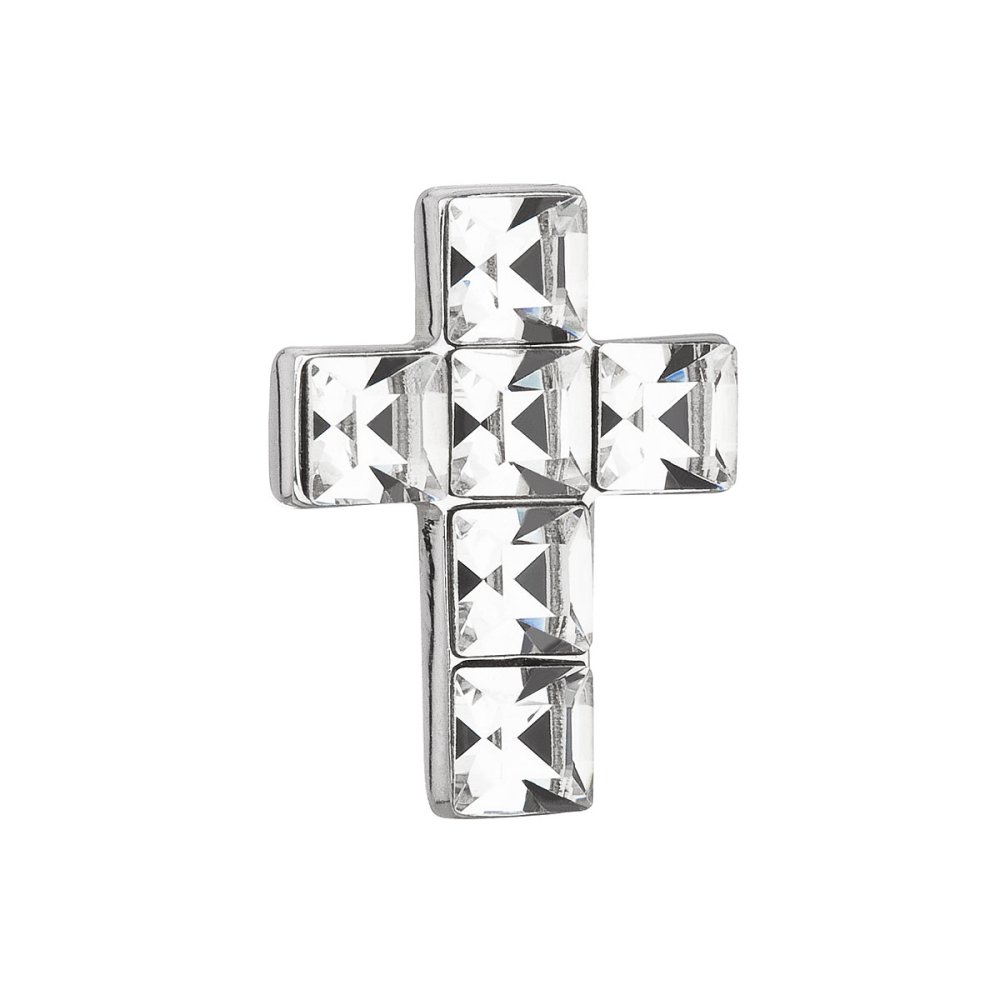 Stříbrný přívěsek s krystaly Swarovski bílý křížek 34236.1 Krystal
