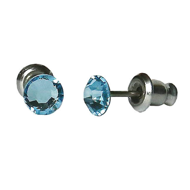 Náušnice Swarovski Elements s broušeným krystalem, visací, tvar tečka, světle modré