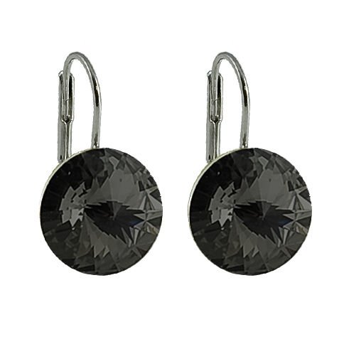 Náušnice černé Rivoli se Swarovski Elements Jet 14 mm