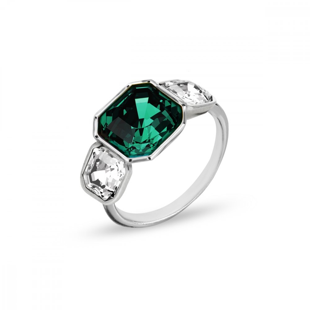 Prsten zelený se Swarovski Elements Imperial Trio P44803EMC Emerald 56