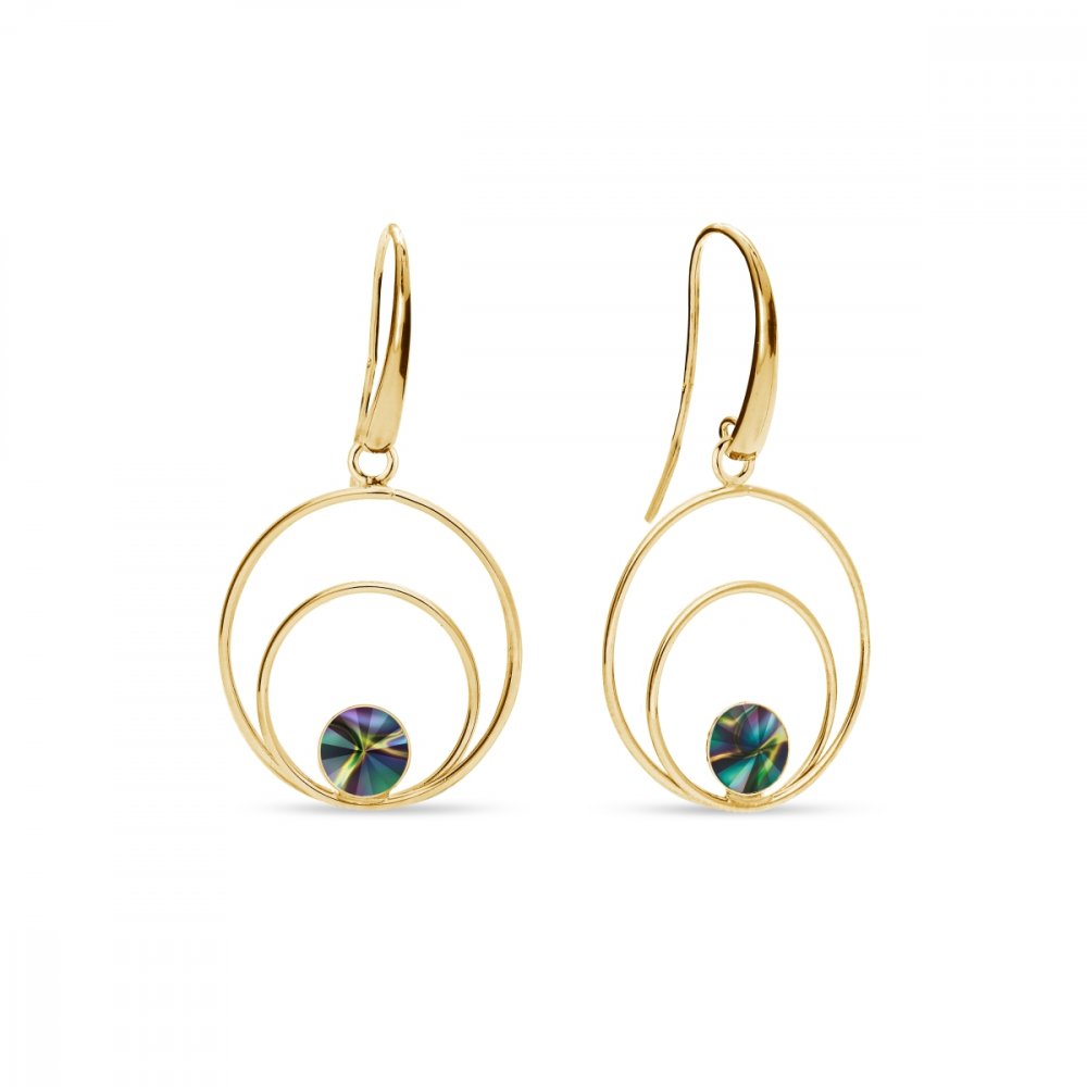 Náušnice duhové se Swarovski Elements Glory KWODG1122SS29RD Rainbow Dark