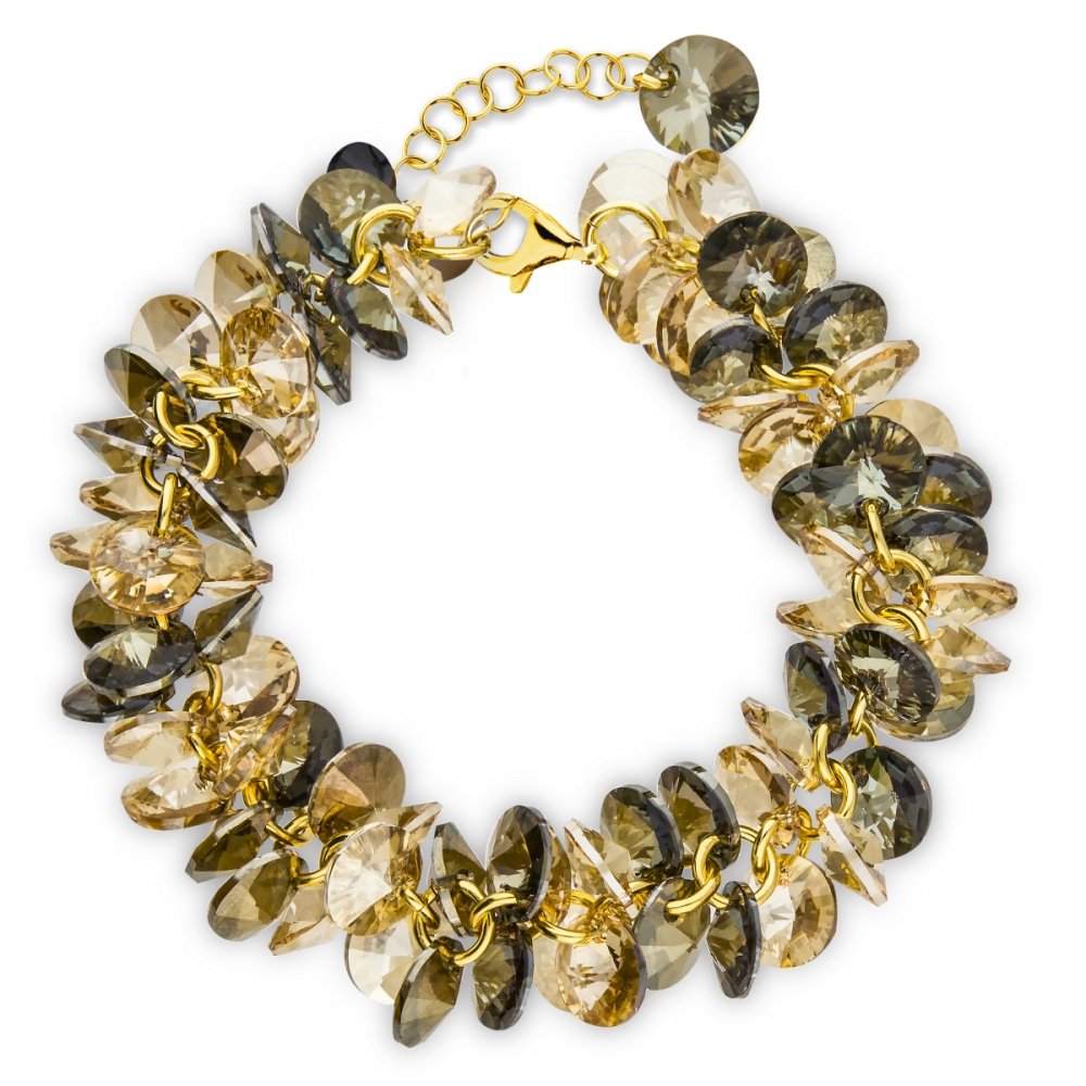 Náramek zlatý se Swarovski Elements Frou Frou BDG6428BRSGS Bronze Shade+Golden Shadow