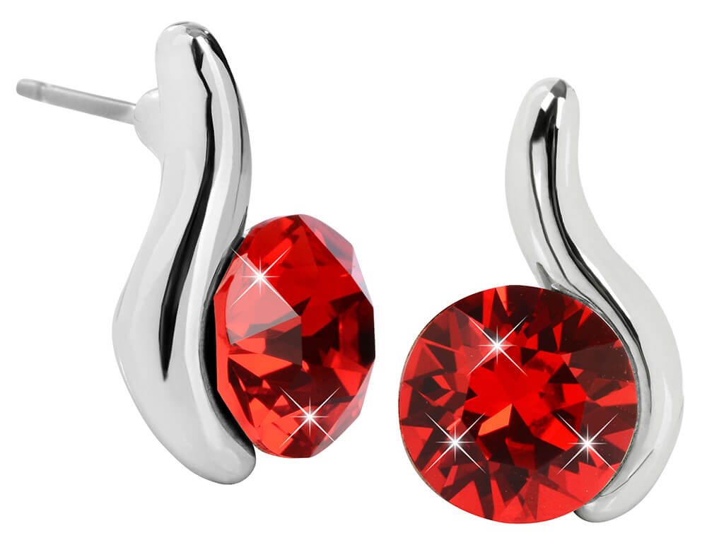 Náušnice se Swarovski Elements červená vlnka Light Siam