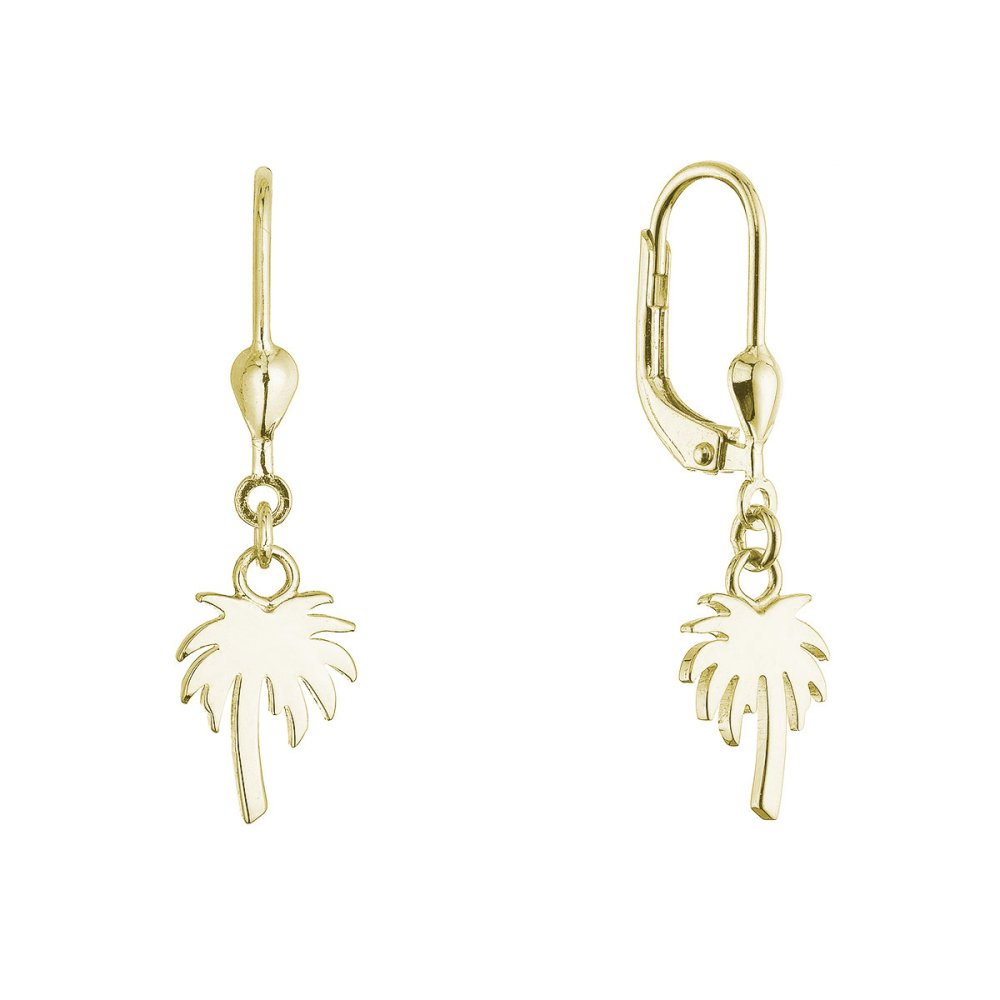 Pozlacené stříbrné náušnice palmy 61131