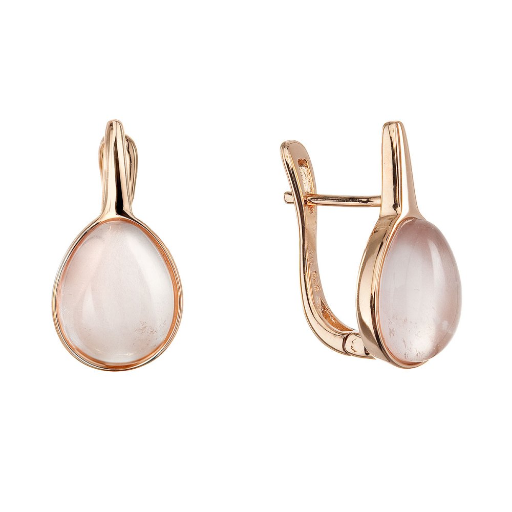 Pozlacené náušnice kapky s pravým růženínem 11730.3 rose gold